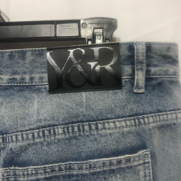 Young & Reckless Los Angeles Denim Jeans Mens 34 Patchwork Light Wash Distressed - Picture 6 of 11